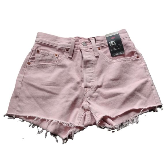 Levi's Women's W26 (Size 2) Pink 501 High Rise Cut Off Shorts - NWT - Picture 1 of 13